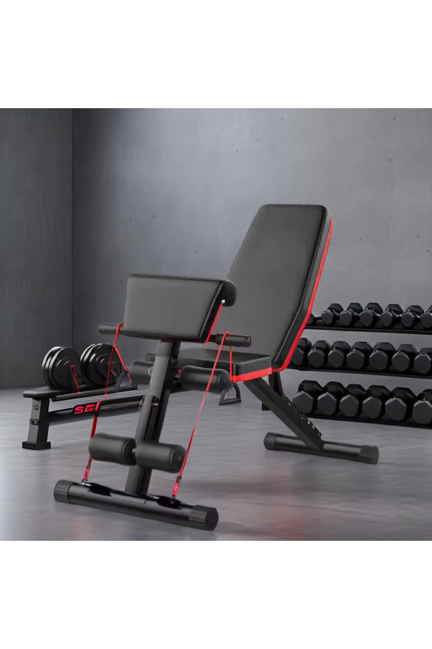 ORVİCA Çok Fonksiyonlu Mekik Sehpası Sırt Açılı Ev Fitness Aleti Egzersiz Ekipmanı Direnç Lastiği HEDİYE