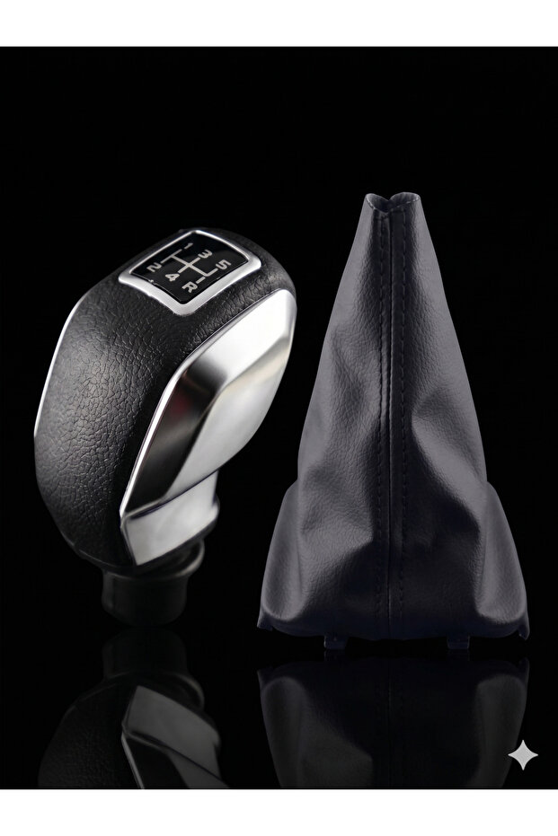 Peugeot 206 Compatible Gear Knob and Bellows Set 5 Forward Special Design Silver Model 1998-2012