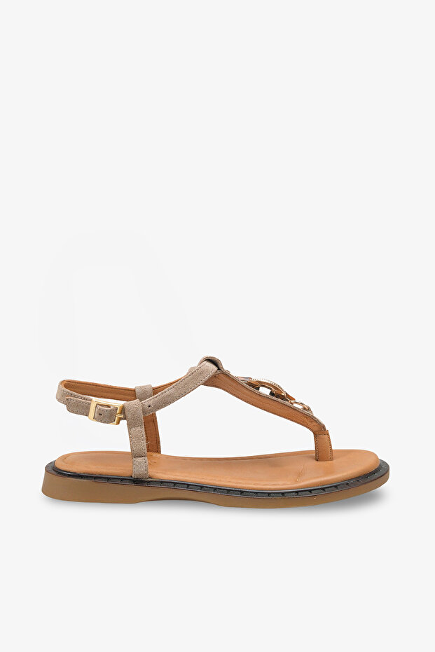 Paloma Women's Genuine Leather Tassel Sandals - Beige Suede