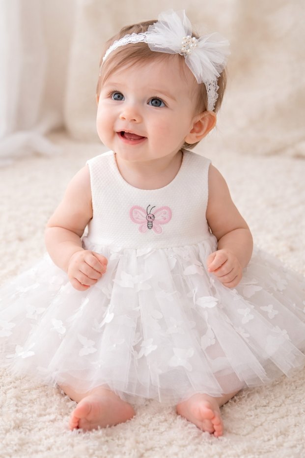Girl Child Princess White Dress Tulle 1-3 Years Old