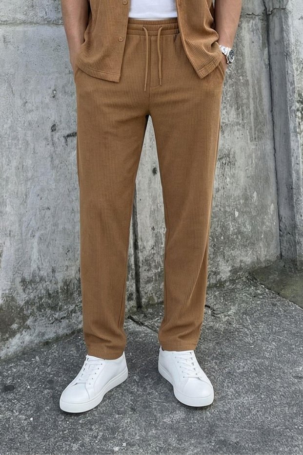 Corduroy Baggy Fit Trousers Brown