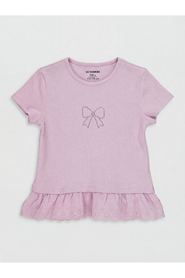 Esvab • Modern & Distinctive Zero Roba Collar Printed Ruffled Girls' T-Shirt