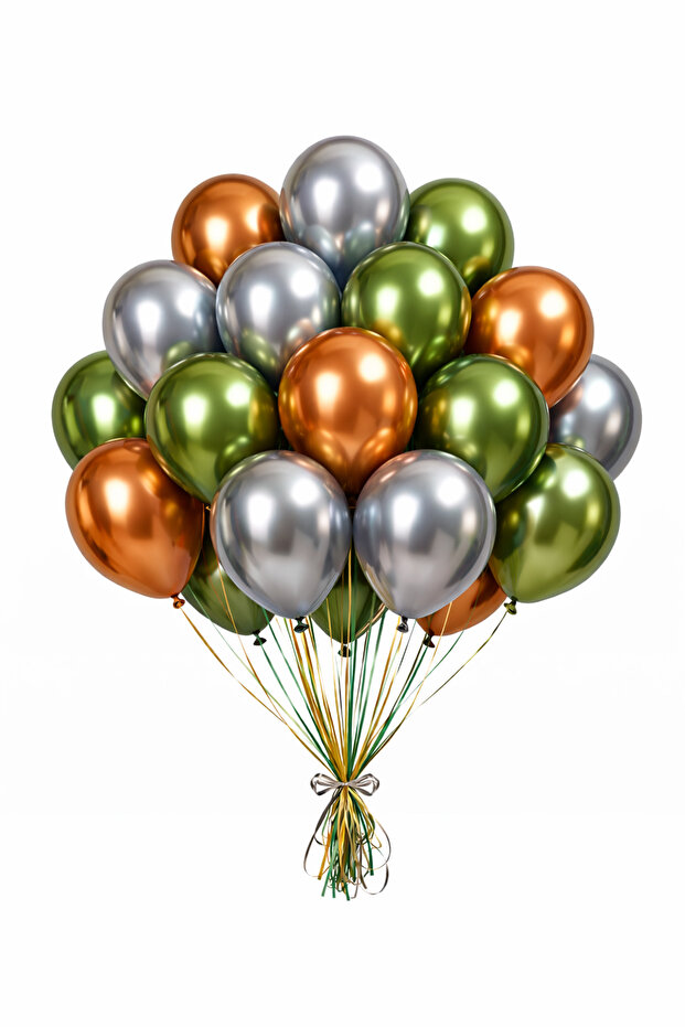 Chrome Balloons 13 Inch in Grey, Khaki, Copper Colors. 25 Balloons.