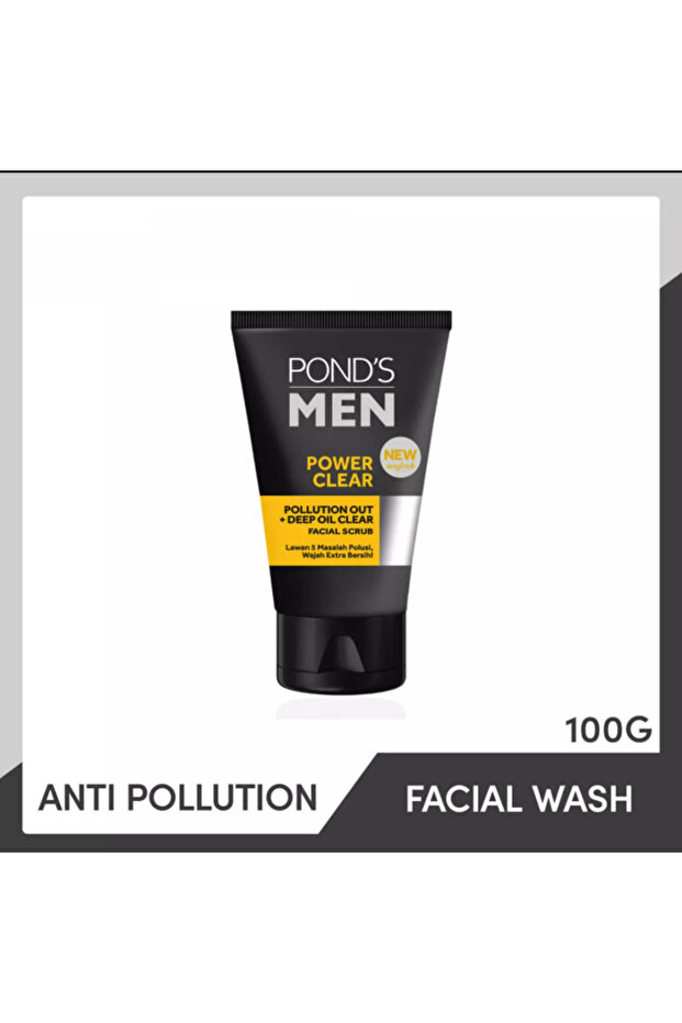 POND'S MEN POWER CLEAR FACIAL SCRUB POLLUTION OUT+DEEP OIL CLEAR charcoal +coffee bean extract 100g