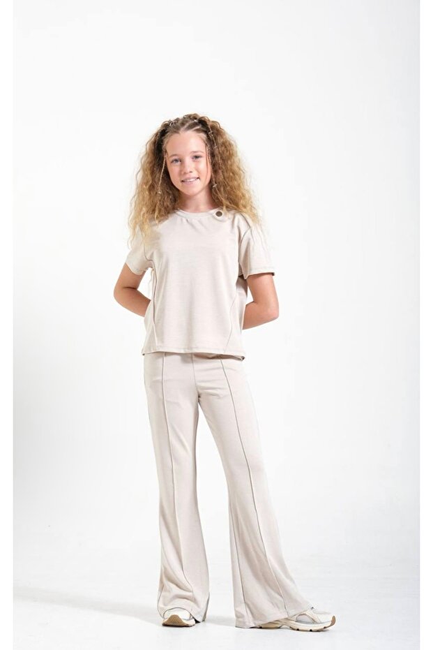Limi Young Girl Child Soft Flexible Structured Spanish Trousers T-Shirt 2 Piece Set
