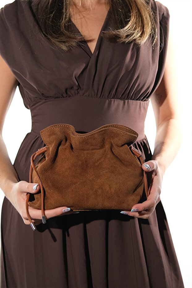 Loura Tan Suede Genuine Leather Women's Handbag