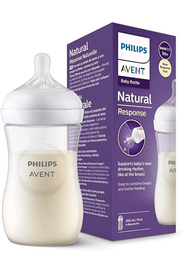 Natural Response Pp Baby Bottle 1 Month+ 260 Ml, Response Bottle Nipple Scy903/01