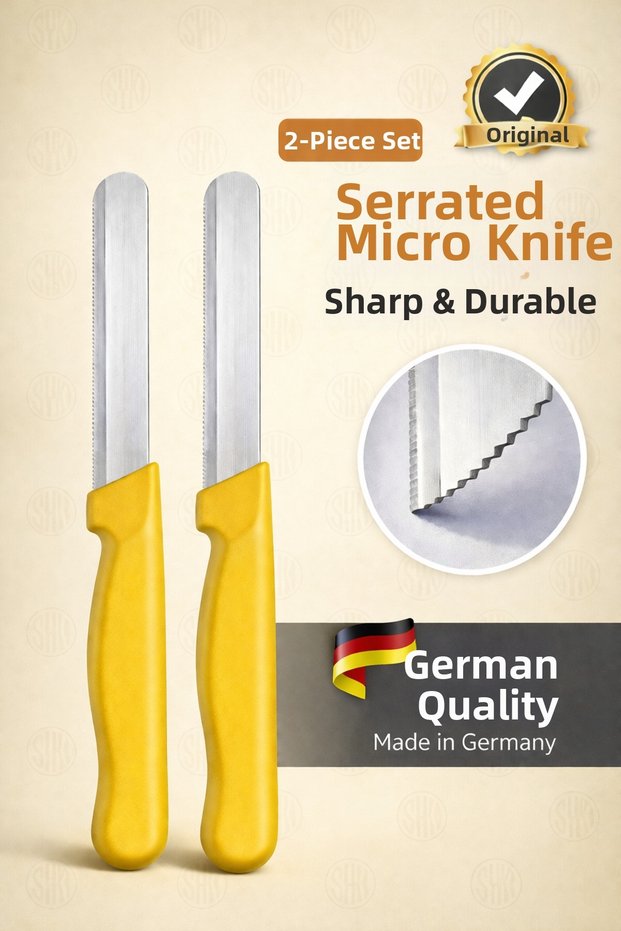 2-Piece Serrated Micro Knife – German Quality, Sharp and Durable, Micro Vegetable Knife with Color Options