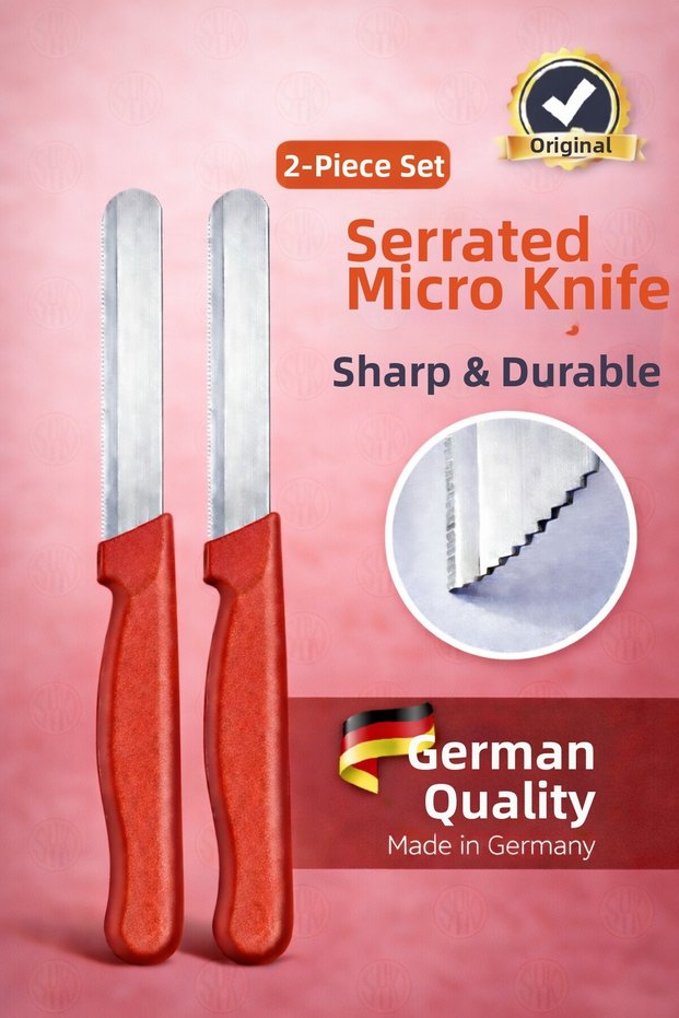 2-Piece Serrated Micro Knife – German Quality, Sharp and Durable, Micro Vegetable Knife with Color Options