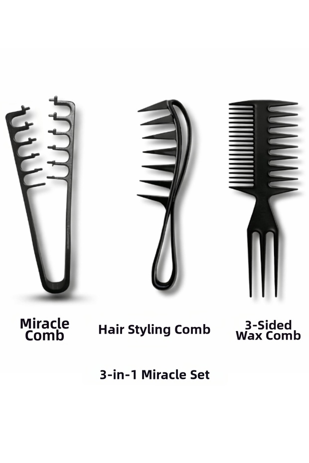 Miraculous Comb Wax Comb Set of 3 Hair Styling Comb Set Volumizing Magic Comb for All Hair Types