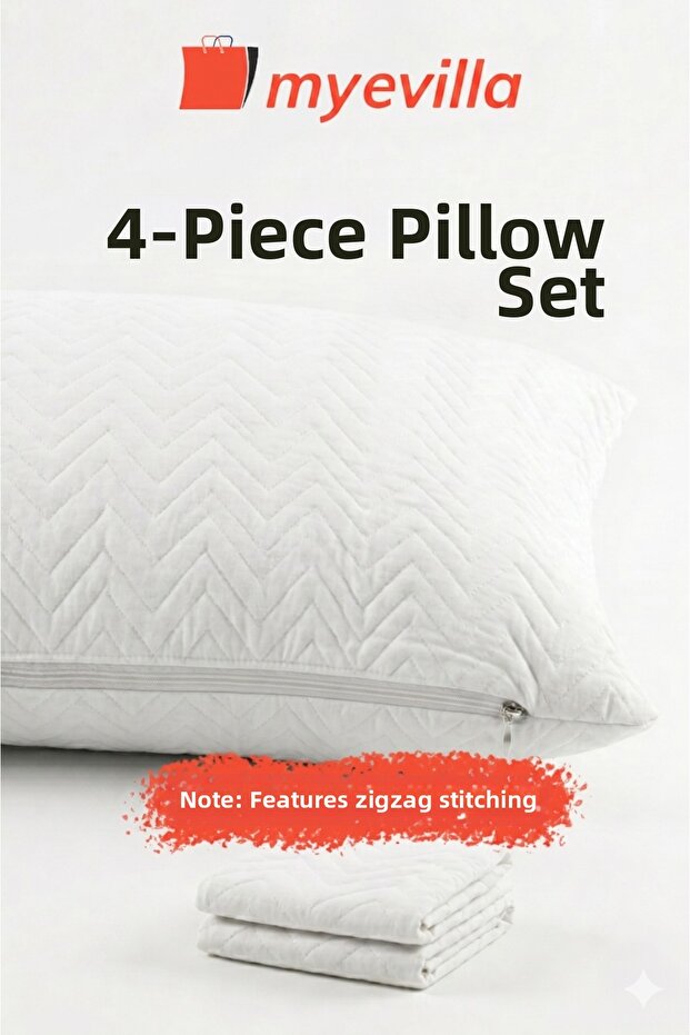 Liquid-Proof Quilted Pillow Mattress Cover 50X70 cm – Comfortable, Padded and Hygienic Protection 2 Pack (4 Pieces)