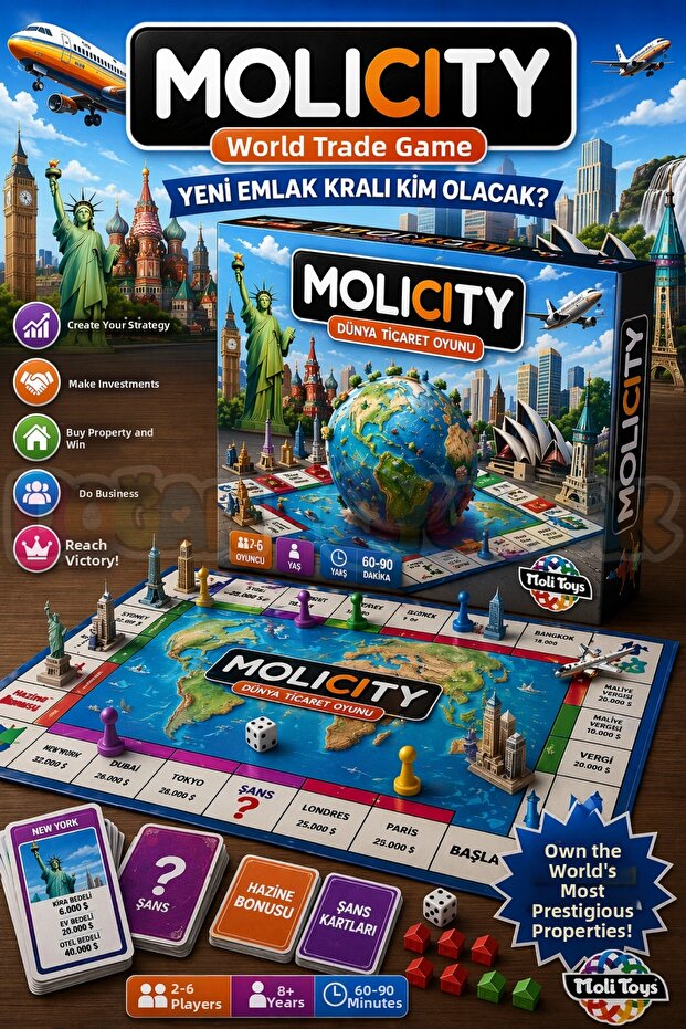 Molicity World Real Estate Trading Game - Molicity Game - Monoply Strategy Game