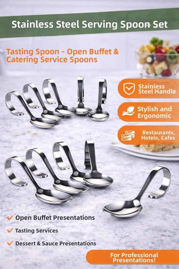 Stainless Steel Presentation Spoon Set | Tasting Spoon | Open Buffet & Horeca Serving Spoons