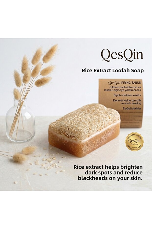 Natural Pumpkin Fiber Rice Soap 110 Gr Peeling Effective Anti-Blemish Skin Tone Equalizer