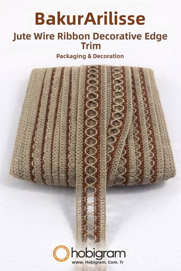 Copper Color Arlisse Jute Straw Ribbon Decorative Edge Ornament 10 Meters Packaging Decoration