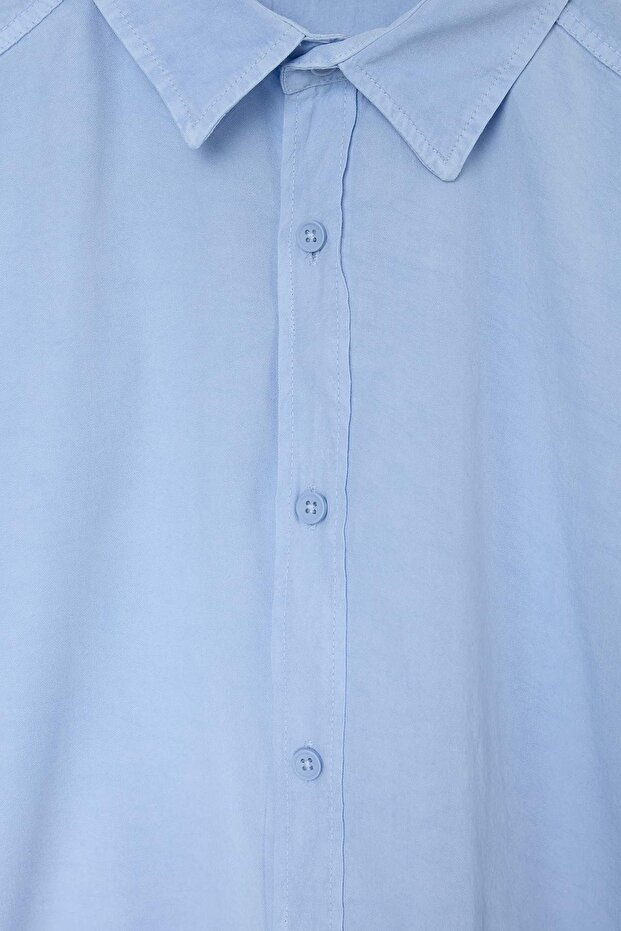 Açık Mavi Mevsimlik Oversize Erkek Gömlek TMNSS26GO00032 - 5