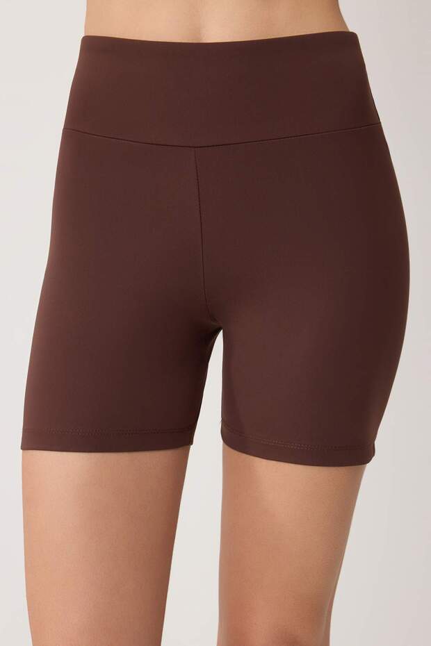 Braune Sportshorts/Kurze Leggings aus Polyamid-Strickstoff THMSS26TY00017 - 3