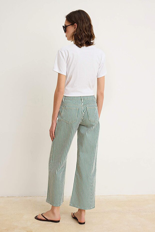 Çok Renkli Çizgili Düşük Bel Kısa Culotte Jeans TWOSS26JE00292 - 4