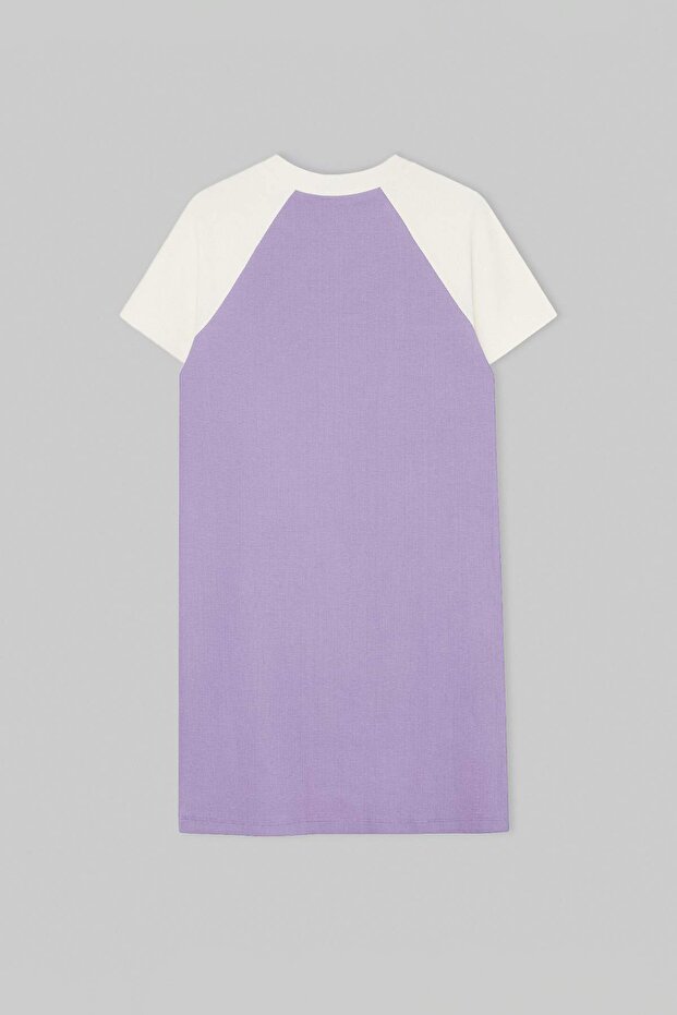 Lila Kısa / Mini Bodycon Kalıp Bisiklet Yaka Kız Çocuk Elbise TKDSS26EL00025 - 5