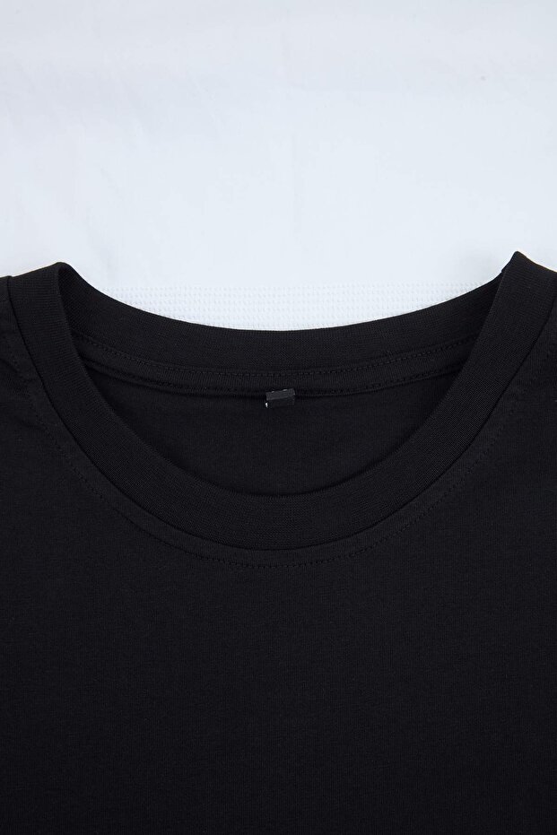 Siyah Oversize/Geniş Kesim %100 Pamuk Büyük Beden Eşofman Takımı TMNSS26TS00032 - 5