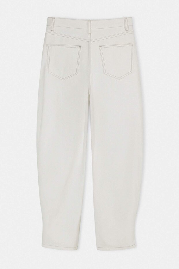 Limited Edition Ekru Paça Detaylı Yüksek Bel Baggy Jeans TWOSS26JE00255 - 8