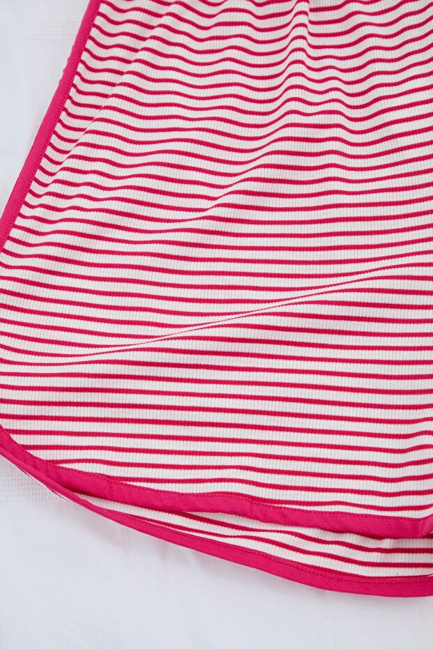 Pembe Çizgili Bağcıklı Kaşkorse Büyük Beden Pijama Altı TBBSS26IA00015 - 5