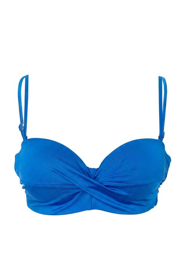 Saks Balconette Drapeli Kaplı Basic Bikini Üstü TBESS26BU00013 - 3