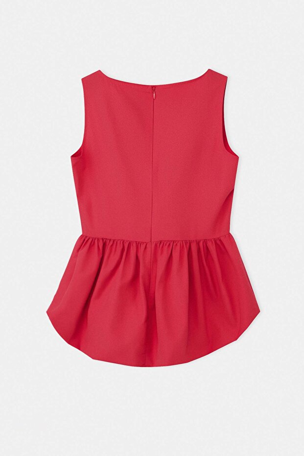 Nar Çiçeği Dokuma Peplum Bluz TWOSS26BZ00631 - 6