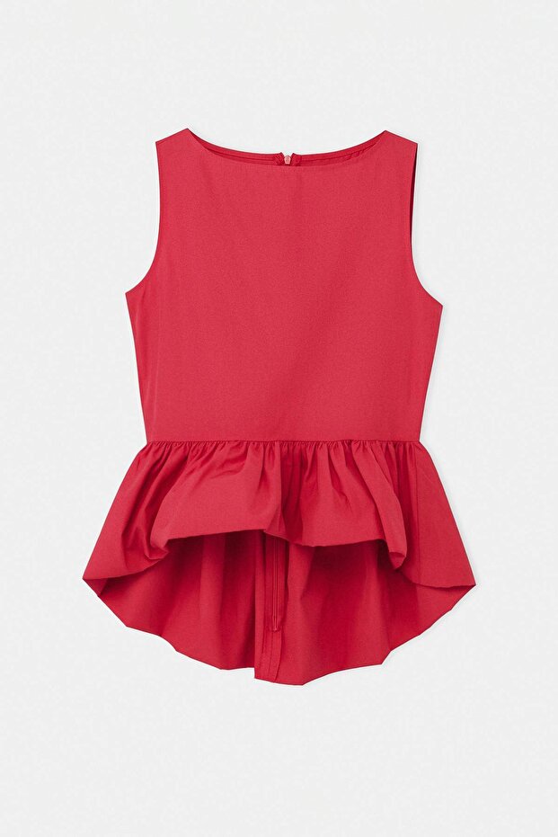 Nar Çiçeği Dokuma Peplum Bluz TWOSS26BZ00631 - 5