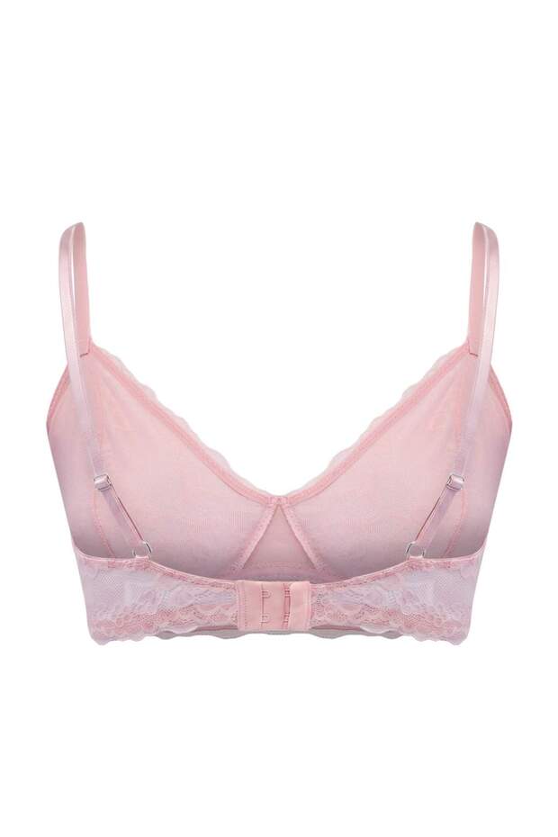 Pembe Dantel Balensiz Kapsız Askılı Bralette Örme Sütyen THMAW26SU00000 - 5