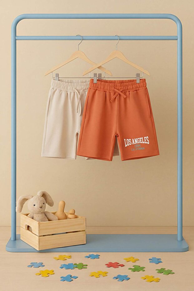 Kiremit-Taş Slogan Örme Şort & Bermuda TKDSS25SR00004 - 8