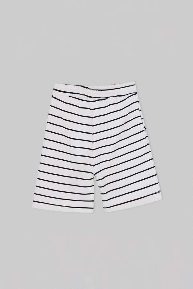 Ekru-Siyah Çizgili İkili Örme Şort & Bermuda TKDSS26SR00020 - 11