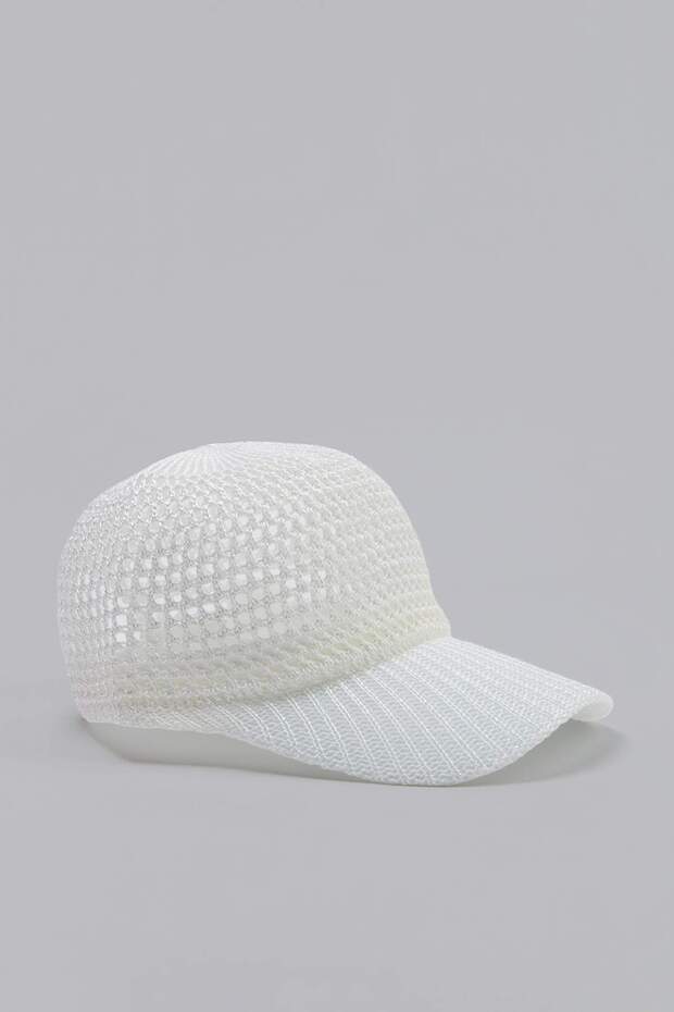 Weißer gestrickter glänzender Glitzer-Damenhut TAKSS26SP00009 - 1