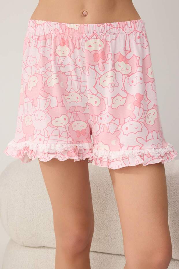 Teen Pembe %100 Pamuklu Eğlenceli Baskı Brodeli Örme Pijama Takımı THMSS26PT00150 - 3