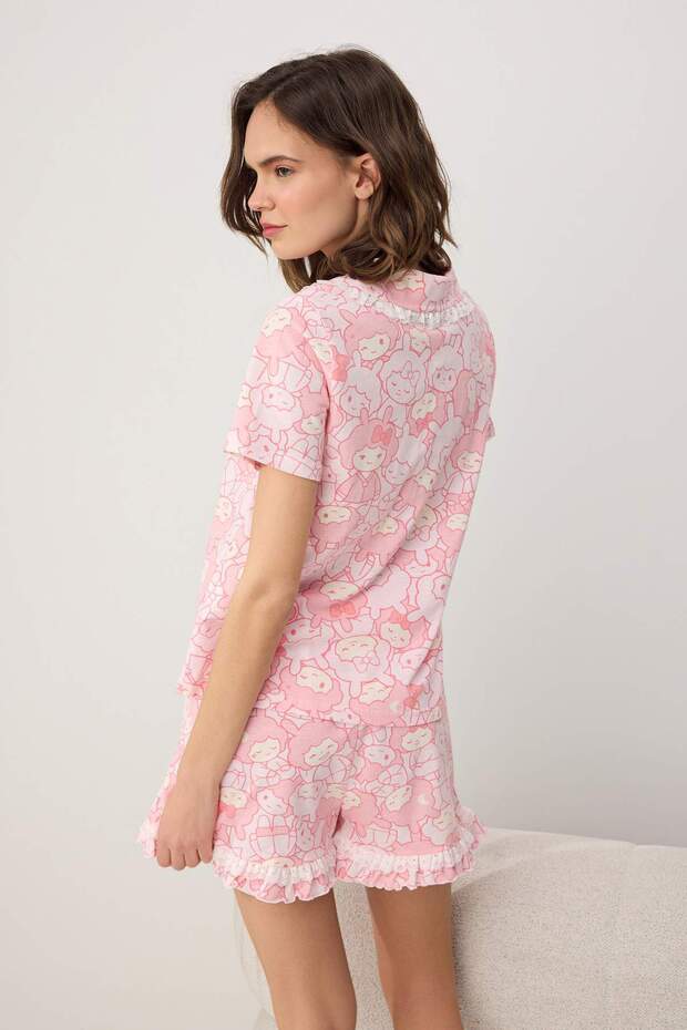Teen Pembe %100 Pamuklu Eğlenceli Baskı Brodeli Örme Pijama Takımı THMSS26PT00150 - 4