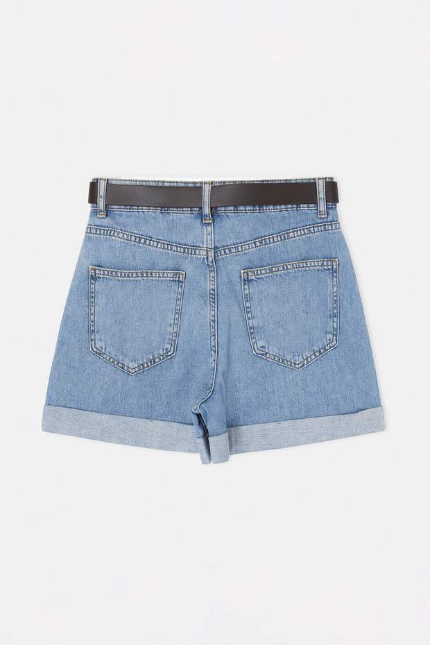 Mavi Kemer Detaylı Yüksek Bel City Boy Denim Şort TWOSS26SR00128 - 7