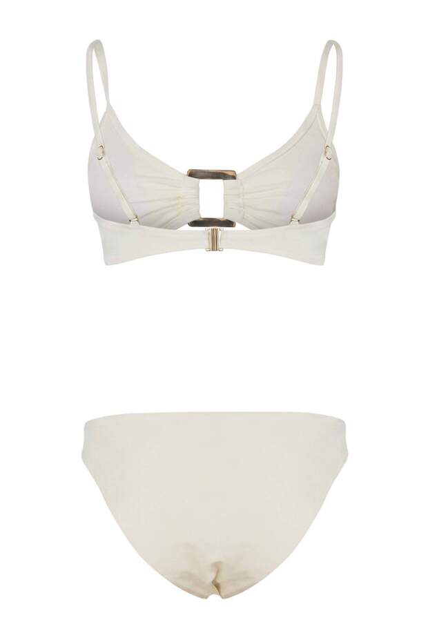 Ekru Aksesuarlı Bralette Kaplı Regular Normal Bel Bikini Takımı TBESS25BT00054 - 5