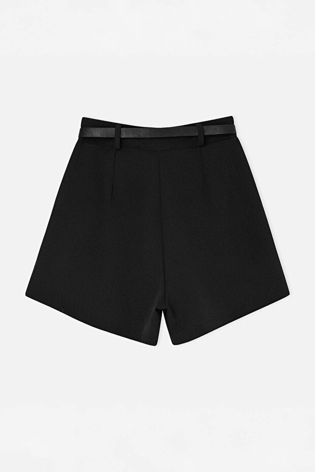 Siyah Kemerli Pileli Şort TDRSS26SR00013 - 6