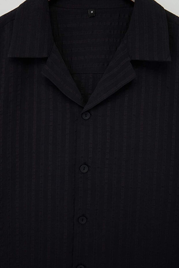 Siyah Oversize Erkek Gömlek TMNSS26GO00021 - 6