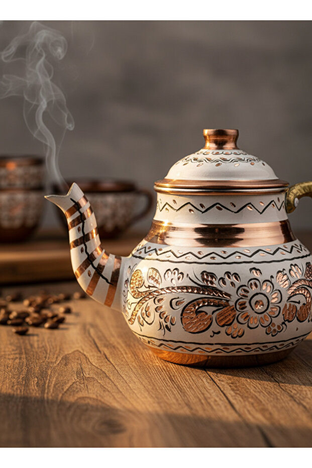 طقم أباريق شاي تركية مصنوعة يدوياً - قطعتان، يمكن استخدامهما معاً أو بشكل منفصل