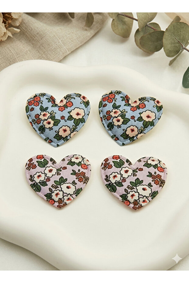 Hairless Baby Hair Clip Set of 4 with Heart Figure