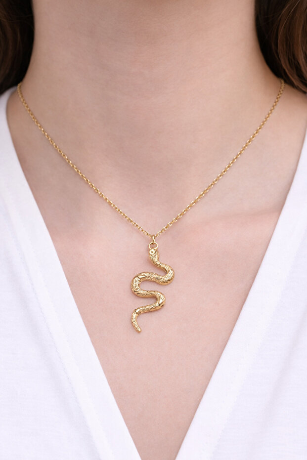 Blaze Women's Gold Snake Figured Necklace