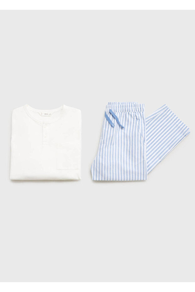 Gestreiftes langes Pyjama-Set - 4