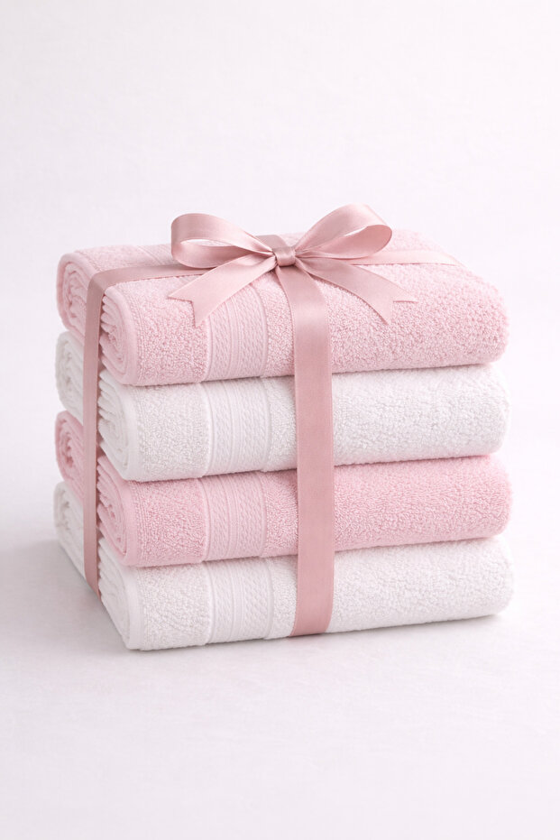 Home Gift 4-Piece Hand & Face Towel Set 100% Cotton Certified Gift Packaged 50X80 cm