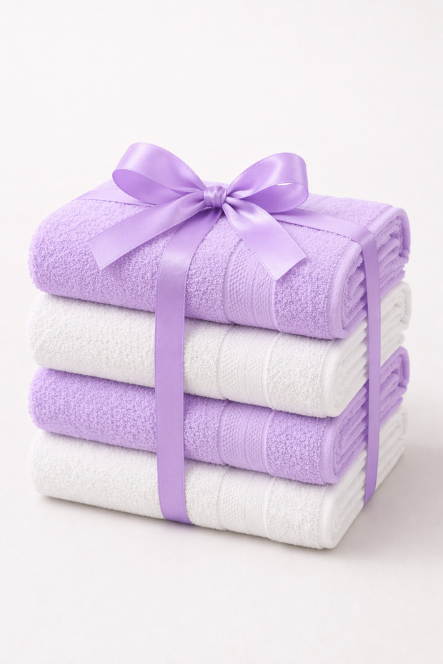 Home Gift 4-Piece Hand & Face Towel Set 100% Cotton Certified Gift Packaged 50X80 cm