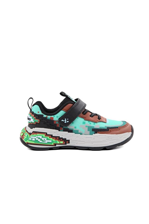 2216 Green Brown Kids Sneakers