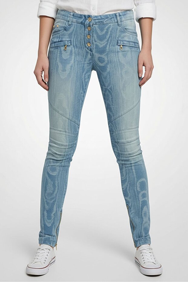 Women Slim Fit Straight Leg Denim Jeans, Blue