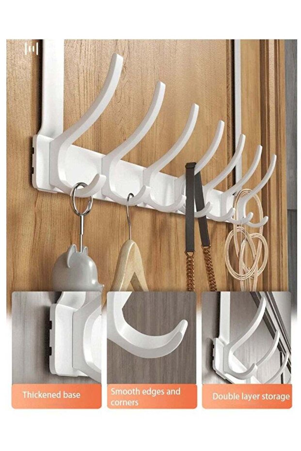 White long door hook with 6 hooks - 5
