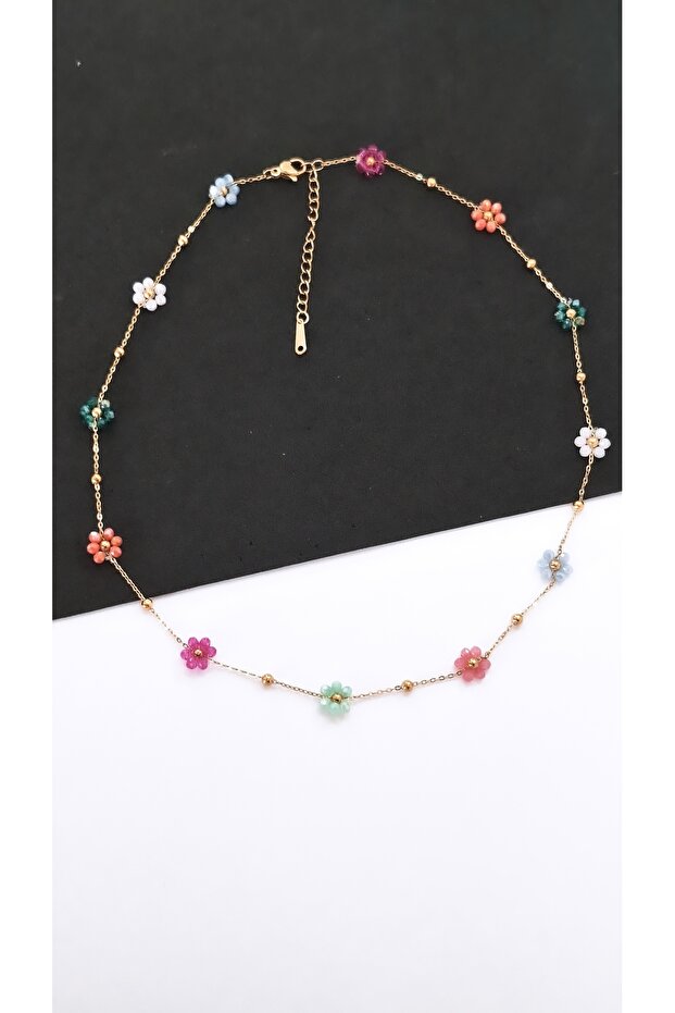 Colorful Floral Spring Garden Steel Necklace
