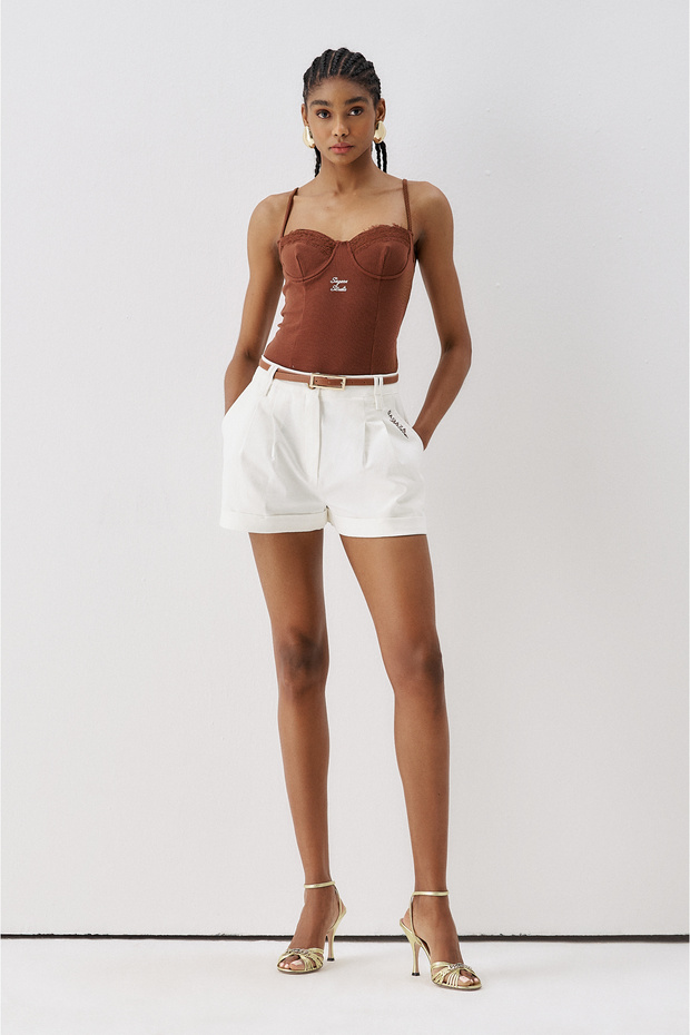 Ss6159 Rope Strap Snap Fastener Bodysuit